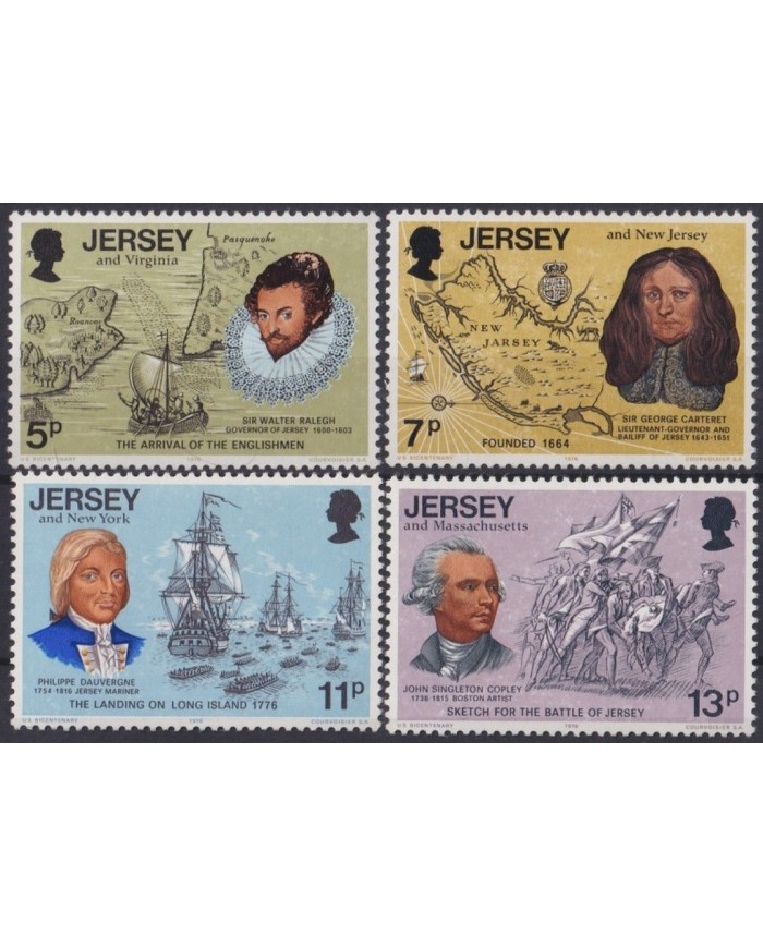 F-EX29412 JERSEY UK ENGLAND MNH 1976 FIRST LANDING SHIP WALTER RALEGH BARCOS.