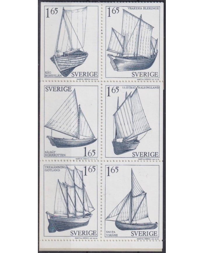 F-EX29428 SWEDEN SVERIGE MNH 1981 BOOKLED MERCHANT SHIP SAILBOATS BARCOS.