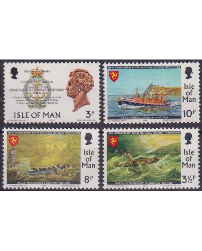 F-EX29436 MAN IS MNH 1993 LIFEBOAT 150th ANIV SHIP BOAT LIGHTHOUSE.