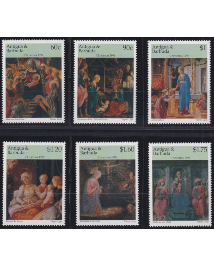 F-EX29441 ANTIGUA & BARBUDA MNH RELIGION 1995 CHRISTMAS NAVIDAD ART FILIPPO LIPPI.