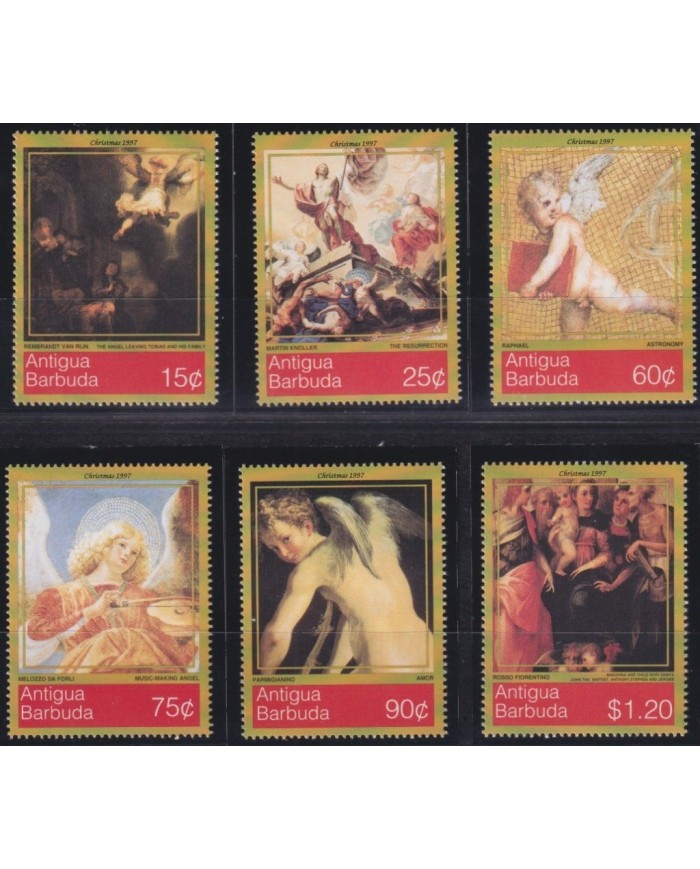 F-EX29442 ANTIGUA & BARBUDA MNH RELIGION 1995 CHRISTMAS NAVIDAD ART REMBRANDT KNOLLER RAPHAEL ROSSO FIORENTINO