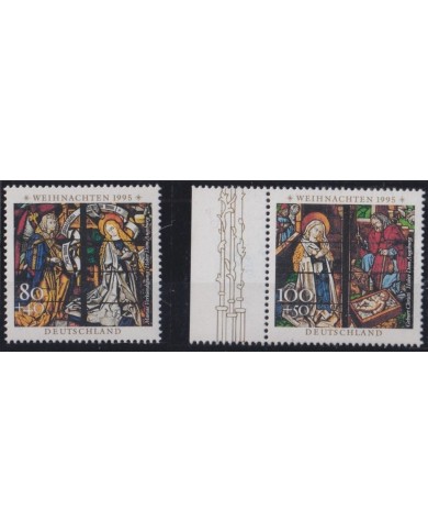 F-EX29444 GERMANY MNH RELIGION 1995 CHRISTMAS NAVIDAD STAINED GLASSES WITH ANGELS.