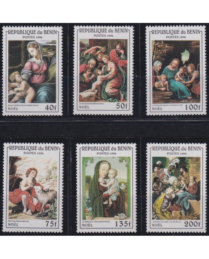 F-EX29471 BENIN MNH RELIGION 1996 CHRISTMAS NAVIDAD ART MURILLO RAPHARL LEONARDO GERARD DAVID.