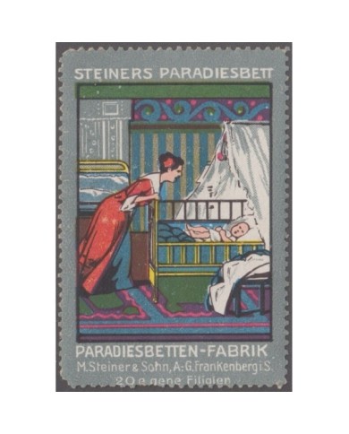 F-EX14463 GERMANY ALEMANIA CINDERELLA 41x60mm. STEINERS FACTORY OF BEDS. NO GUM.
