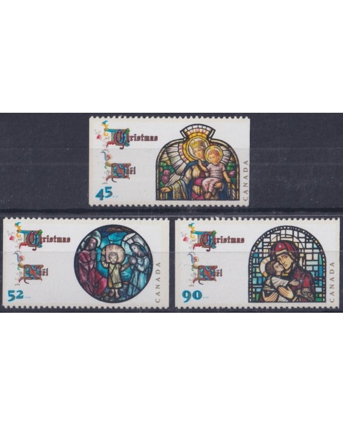 F-EX29586 CANADA MNH RELIGION 1997 CHRISTMAS NAVIDAD STAINESS GLASS HOLLY VIRGEN.