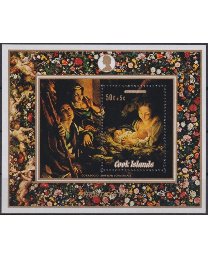 F-EX29597 COOK IS MNH RELIGION 1972 CHRISTMAS NAVIDAD MARY ART CORREGGIO NATIVITY.
