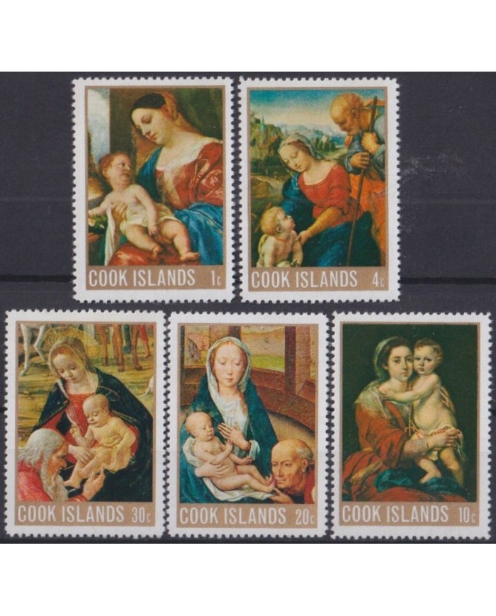 F-EX29598 COOK IS MNH RELIGION 1968 CHRISTMAS NAVIDAD NATIVITY HOLY MADONNA VIRGEN ART.