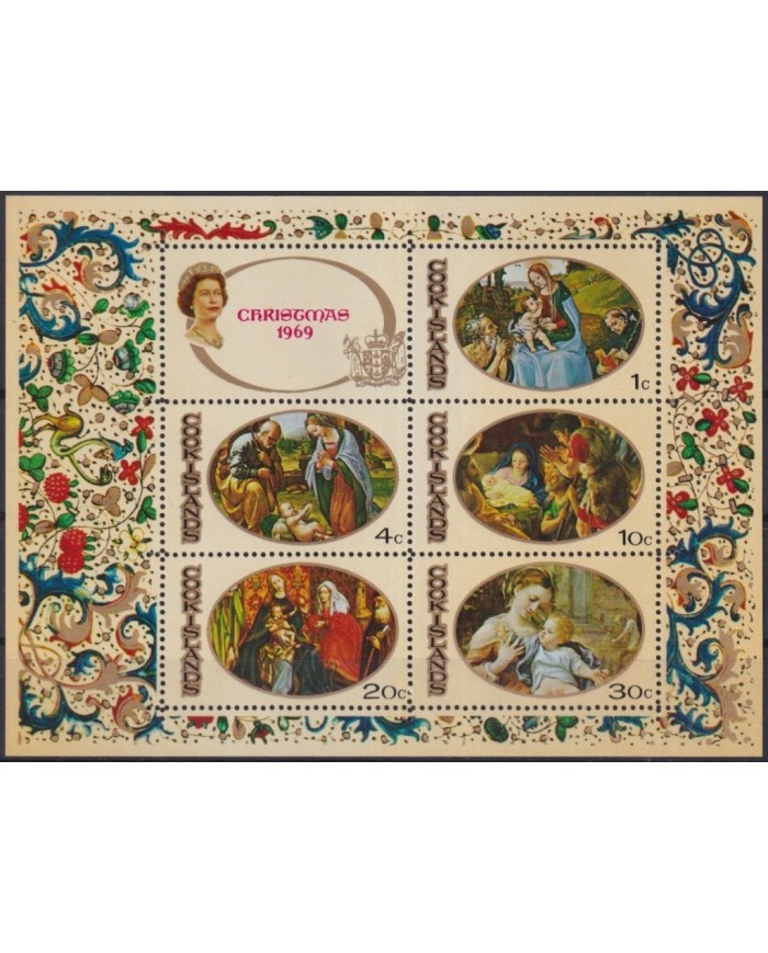 F-EX29599 COOK IS MNH RELIGION 1969 CHRISTMAS NAVIDAD NATIVITY HOLY MADONNA VIRGEN ART.