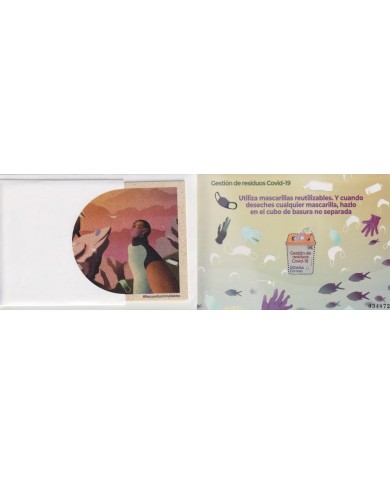 F-EX28129 ESPAÑA SPAIN 2021 COVID-19 FAUNA STATIONERY WASTE MANAGEMENT OF MASKS DURING PANDEMIC.