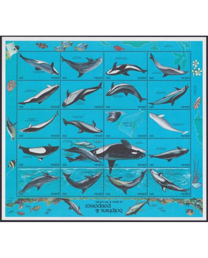 F-EX29149 PALAU MNH 1991 SEA MARINE WILDLIFE DOLPHINS REEF FISH PECES.