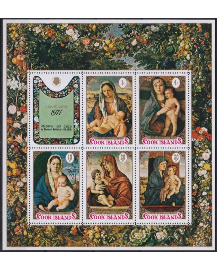 F-EX29381 COOK IS MNH RELIGION 1971 CHRISTMAS NAVIDAD NATIVITY BELINI HOLY MADONNA VIRGEN ART.