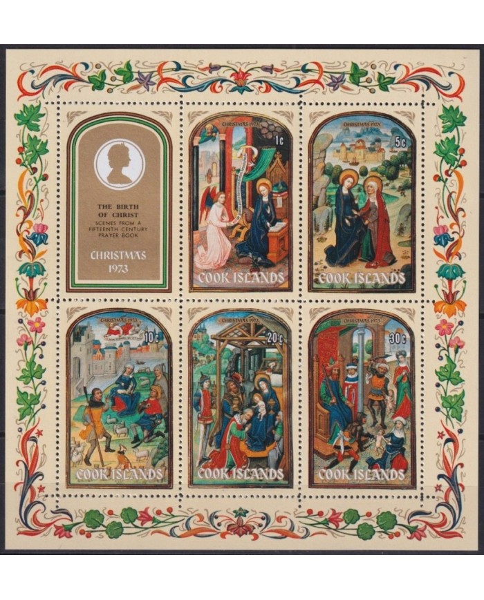 F-EX29385 COOK IS MNH RELIGION 1973 CHRISTMAS NAVIDAD NATIVITY HOLY MADONNA VIRGEN ART.