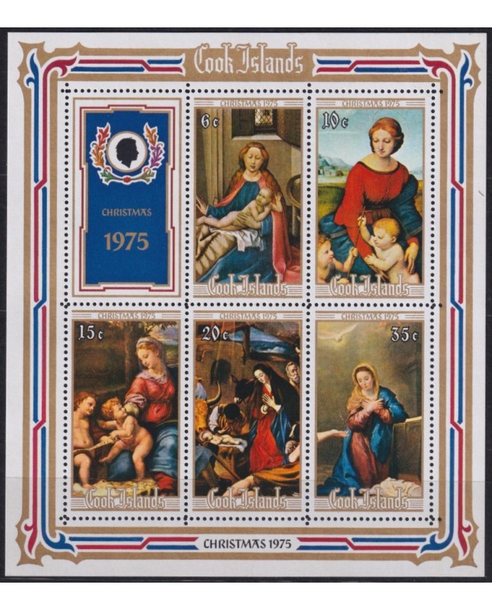 F-EX29389 COOK IS MNH RELIGION 1975 CHRISTMAS NAVIDAD ART HOLY MARY MADONNA NATIVITY.