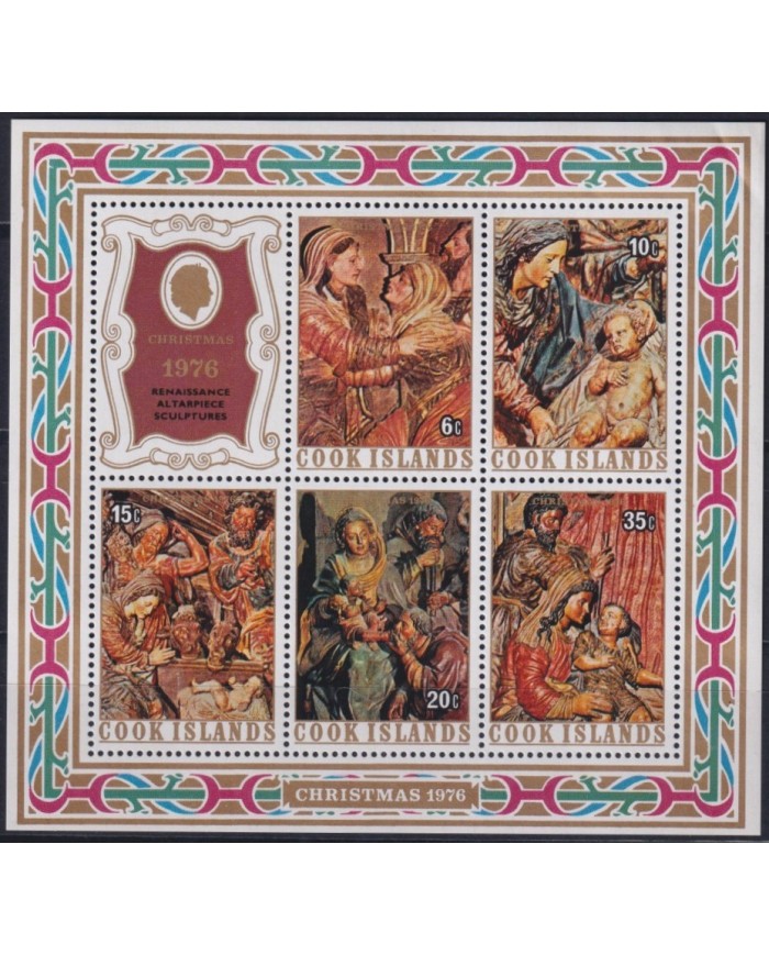 F-EX29393 COOK IS MNH RELIGION 1976 CHRISTMAS NAVIDAD ART HOLY MARY MADONNA NATIVITY.