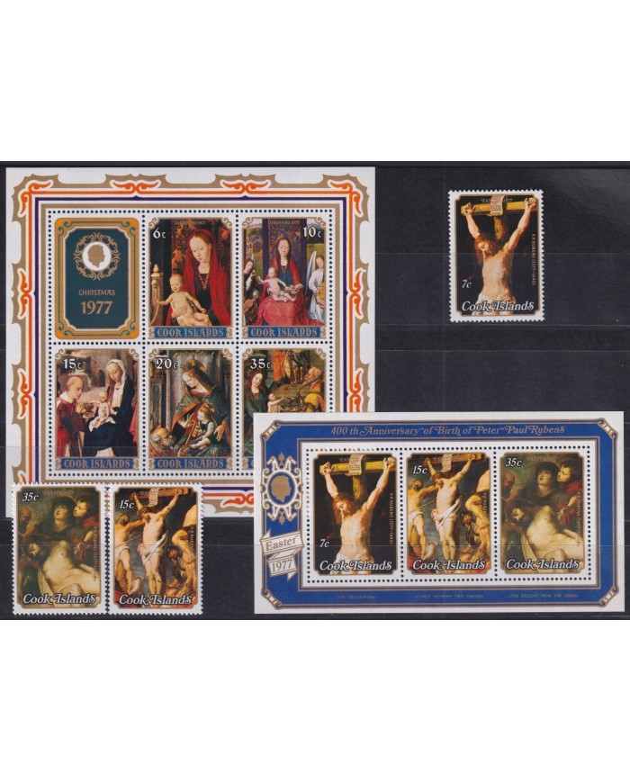 F-EX29395 COOK IS MNH RELIGION 1977 CHRISTMAS NAVIDAD ART HOLY RUBENS.