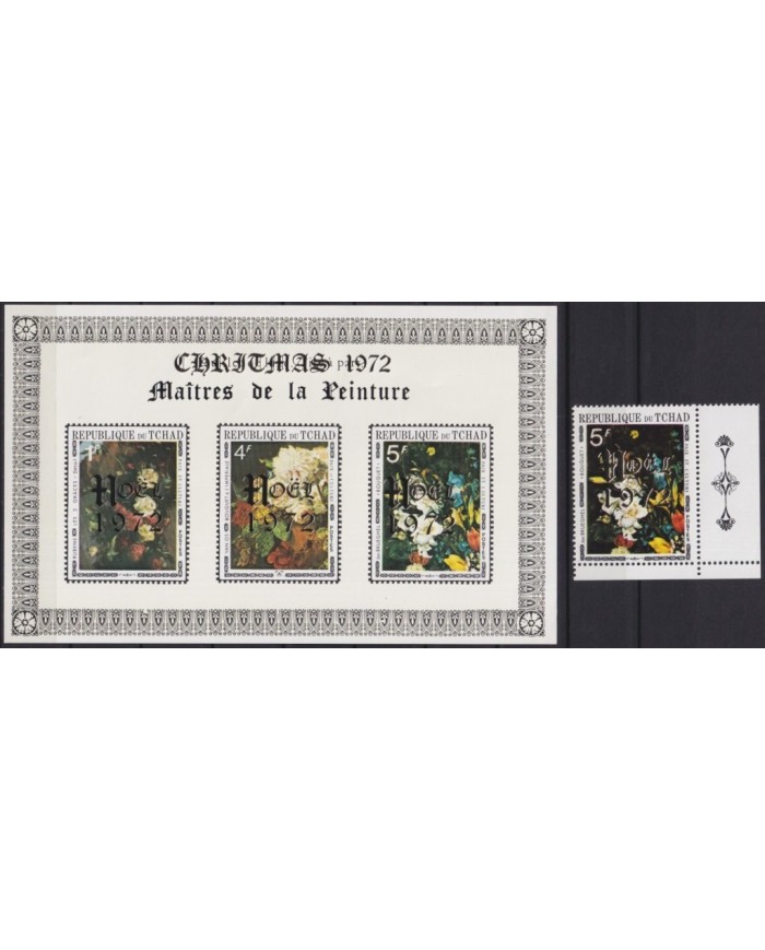 F-EX29609 CHAD TCHAD MNH RELIGION 1972 CHRISTMAS NAVIDAD FLOWER OVERPRINT.