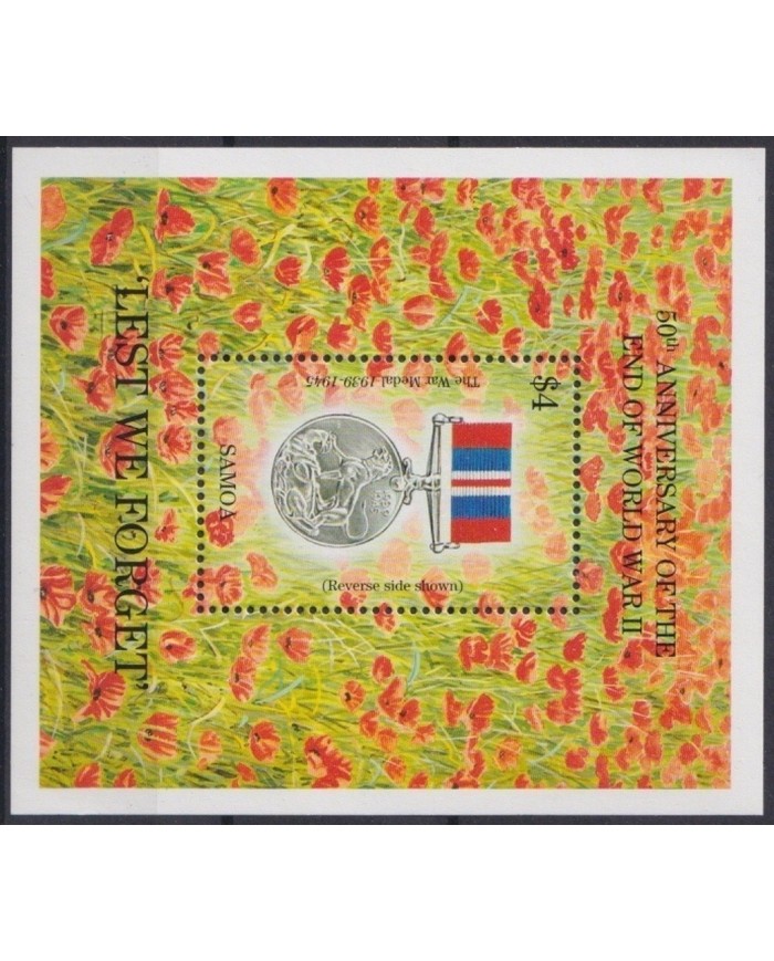 F-EX24626 SAMOA I SISIFO MNH 1995 50th ANIV OF WWII SILVER MEDAL.