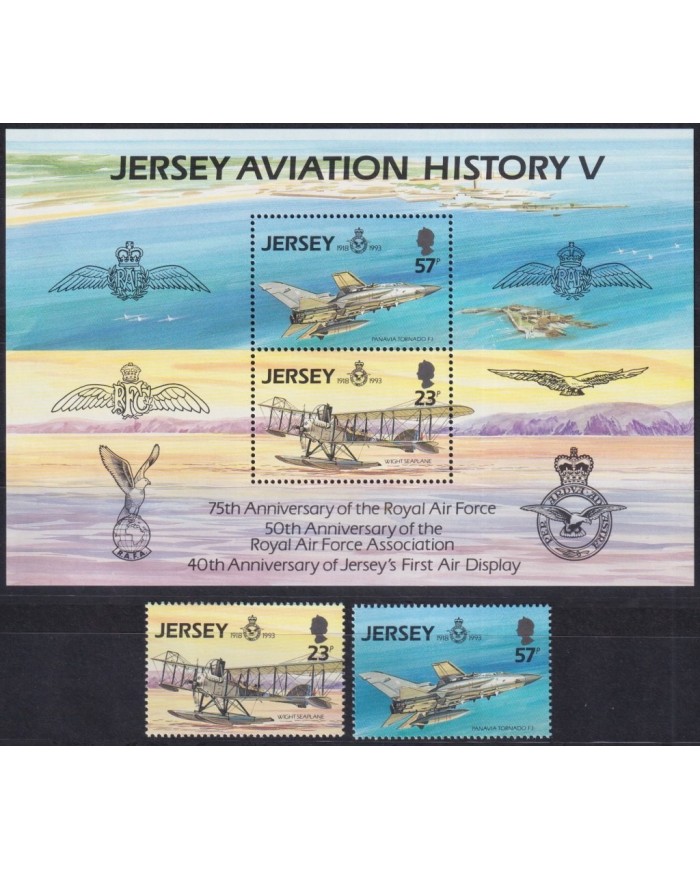 F-EX34977 JERSEY UK ENGLAND MNH 1993 AVION AIRPLANE 75TH ROYAL AIR FORCE.