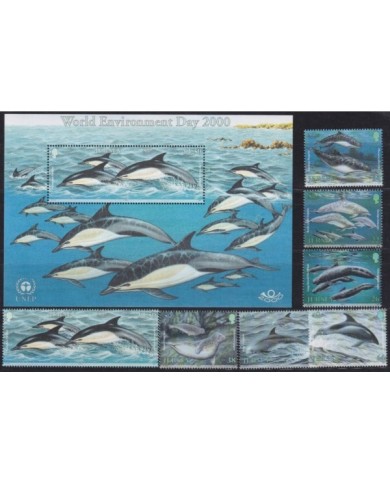 F-EX35446 JERSEY UK ENGLAND MNH 2000 WILDLIFE ENVIRONMENT DAY DOLPHINS WHALE.