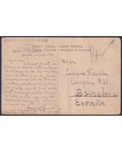 F-EX32242 COLOMBIA 1926 POSTCARD LLANO DE SAN MARTIN TRAVEL TO SPAIN.