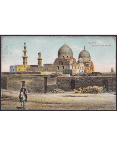 F-EX32605 EGYPT POSTCARD 1911 TO ENGLAND. CALIPHA MORTUORY MONUMENT.