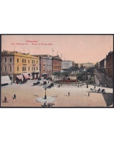 F-EX32610 EGYPT POSTCARD 1910 TO ITALY. ALEXANDRIE MOHAMED ALI SQUARE.