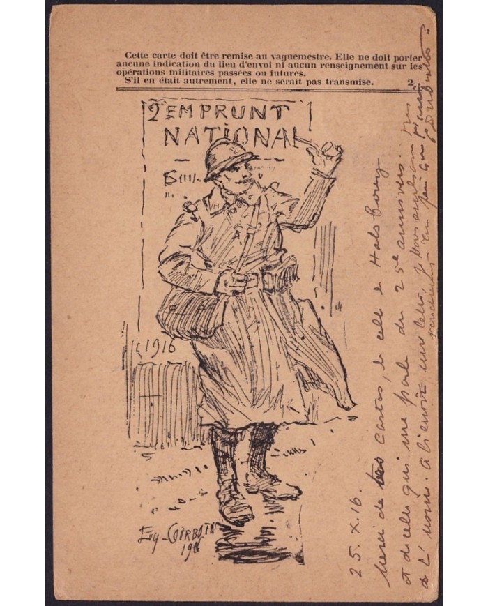 F-EX2105 FRANCE FRANCIA WWI 1918. ILLUSTRATED SPECIAL FRANCHISE MILITAIRE POSTCARD. SECTOR 197.