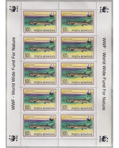 F-EX26286 RUMANIA MNH 1994 WWF SPECIAL SHEET SEA MARINE WILDLIFE FISH PECES.