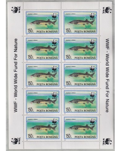 F-EX26286 RUMANIA MNH 1994 WWF SPECIAL SHEET SEA MARINE WILDLIFE FISH PECES.
