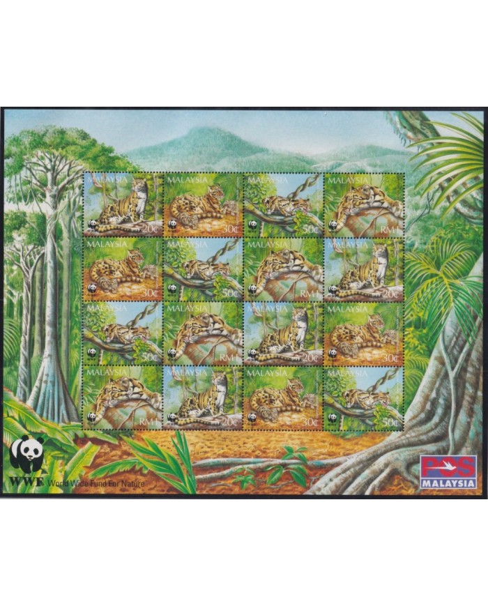 F-EX26281 MALAYSIA MNH 1995 WWF SPECIAL SHEET WILDLIFE TIGER FELINE.