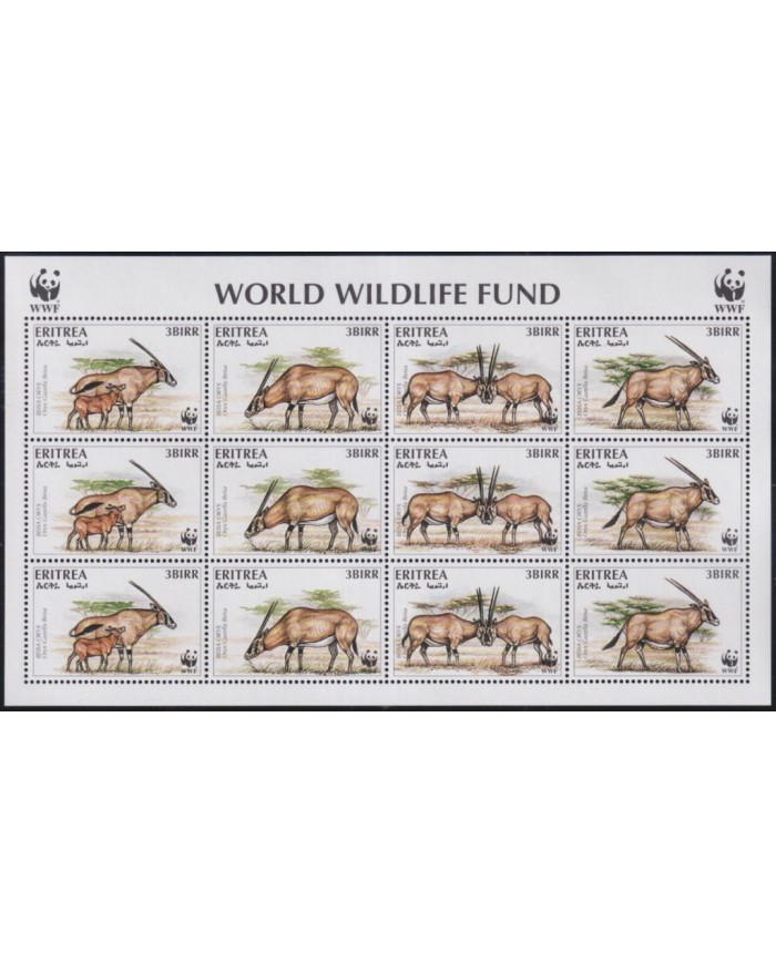 F-EX26263 ERITREA MNH 1996 WWF SPECIAL WILDLIFE BEISA ORYX.