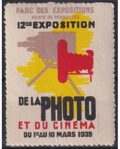 F-EX16778 FRANCE CINDERELLA 1935 CINEMA CINE MOVIE EXPO 38x52mm ORIGINAL GUM.