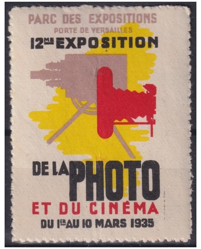F-EX16778 FRANCE CINDERELLA 1935 CINEMA CINE MOVIE EXPO 38x52mm ORIGINAL GUM.
