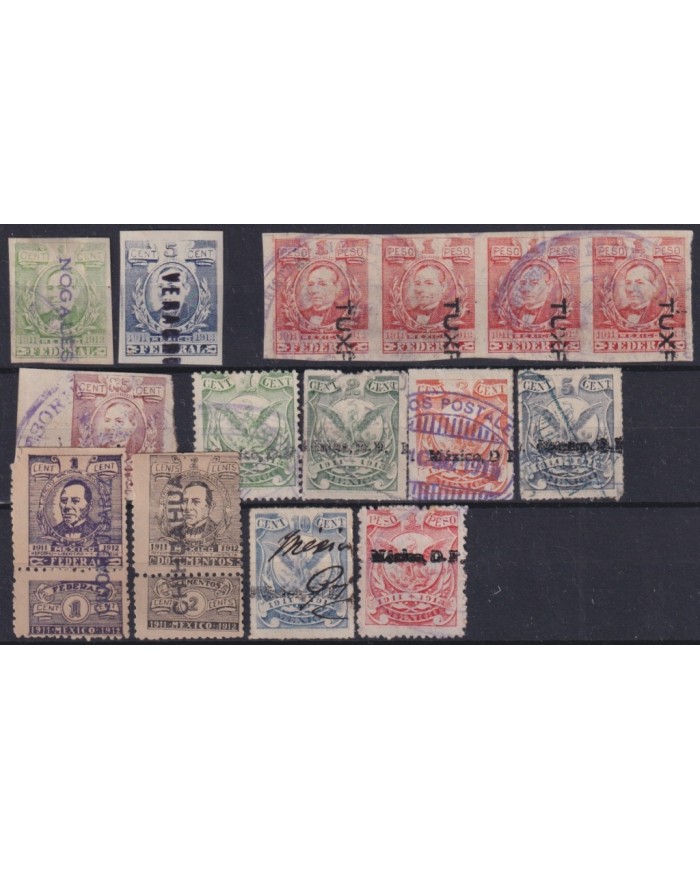 F-EX17155 MEXICO REVENUE 1911-13 CONTRIBUCION FEDERAL STAMPS 3 LOT 1c...10$."