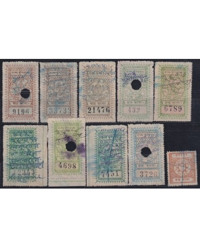F-EX18093 INDIA FEUDATARY REVENUE RECEIBED TAX DUNGARPUR LOCAL STAMPS