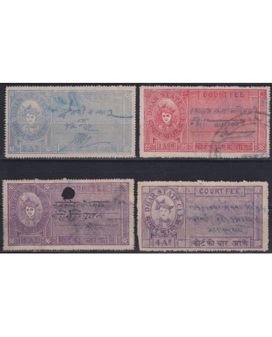 F-EX18101 INDIA FEUDATARY REVENUE RECEIBED TAX DATIA LOCAL STAMPS.