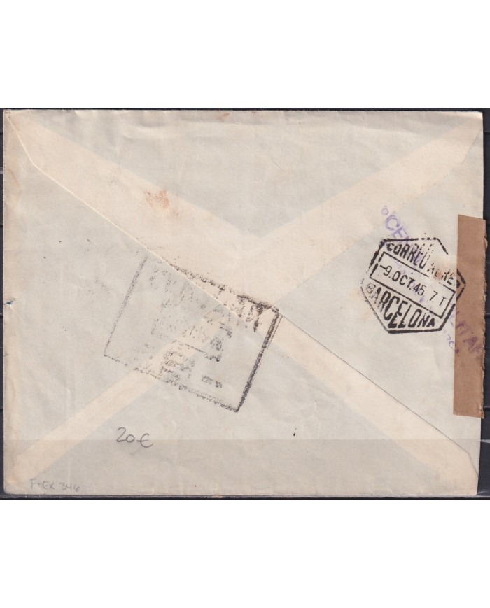 F-EX18898 ESPAÑA SPAIN 1945 SOBRE HOTEL VICTORIA PALMA MALLORCA CENSURADO CENSORSHIP ANDORRA