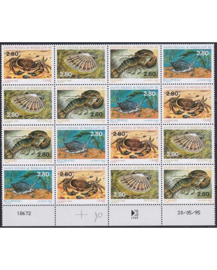 F-EX19690 ST PIERRE ET MIQUELON MNH 1995 MARINE LIFE CRAB LOBSTER CANGREJO LANGOSTA.