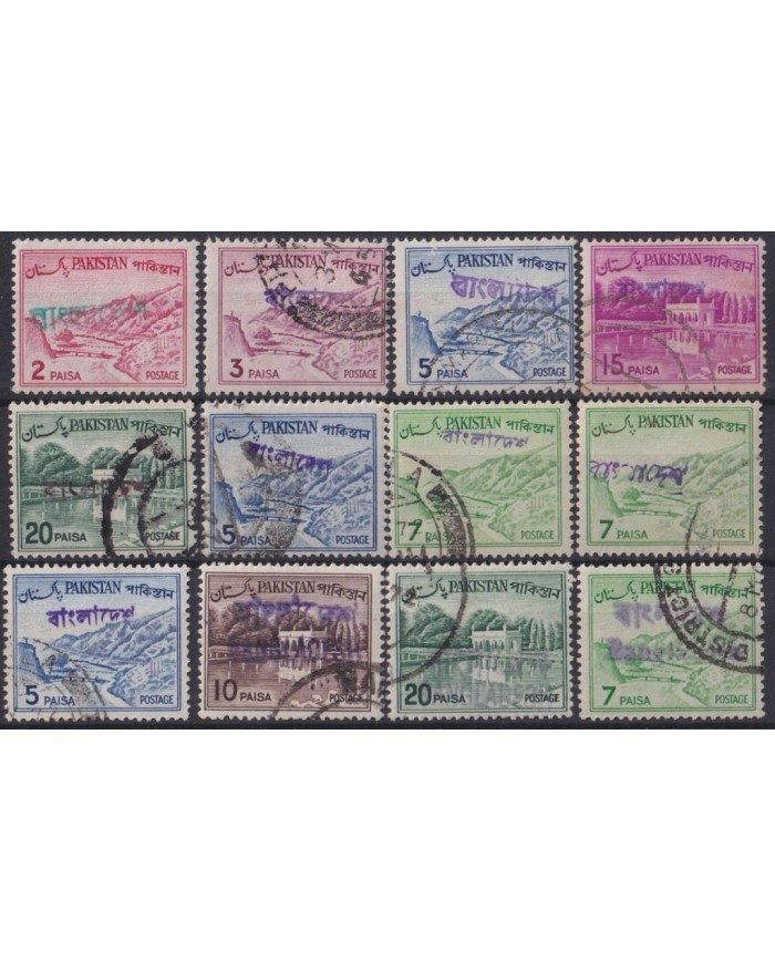 F-EX21325 BANGLADESH LOCAL VIOLET SURCHARGE ON PAKISTAN STAMPS.