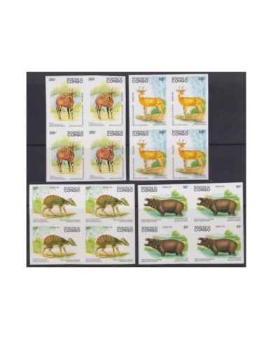 F-EX59 CONGO 1994 MNH IMPERFORATED BLOCK4 FAUNA HYPO ANTELOPE