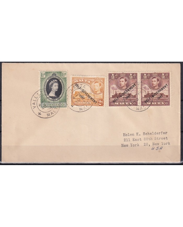 F-EX21351 MALTA PAQUEBOT 1947 TO US