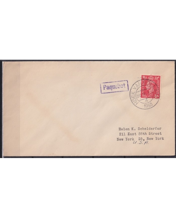 F-EX21372 ENGLAND UK PAQUEBOT 1953 POSTED HIGHT SEAS IN NEDERLAND