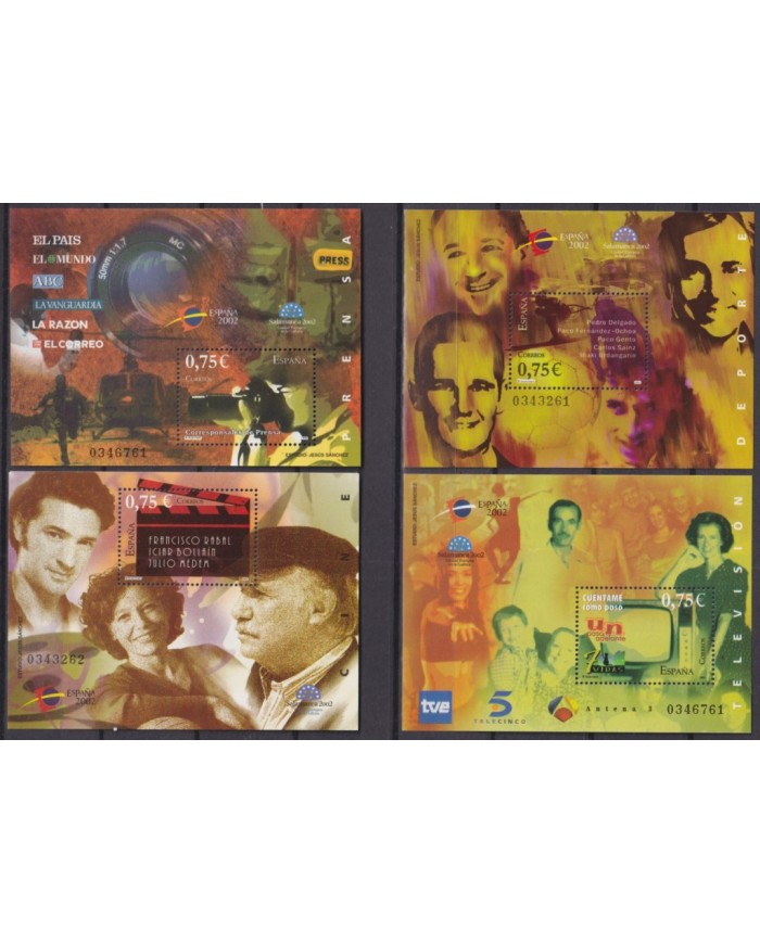 F-EX26241 ESPAÑA SPAIN MNH 2002 CINE MOVIE TV JOURNALISM SPECIAL SET SHEET.