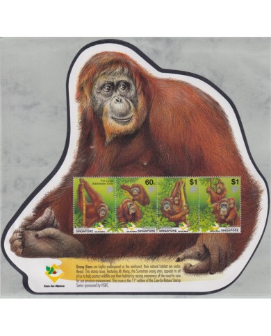 F-EX26247 SINGAPUR MNH 2001 WWF WILDLIFE SPECIAL SHEET MONKEY ORANGUTAN.