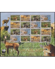 F-EX26249 SWAZILAND MNH 2001 WWF SPECIAL SHEET ORIBI KLIPSPINGERS AFRICAN FAUNA.