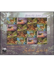 F-EX26250 SAINT LUCIA MNH 2001 WWF SPECIAL SHEET BIRD AVES PAJAROS OISEAUX.
