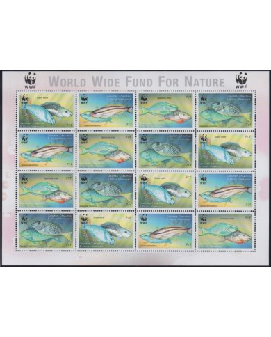 F-EX26255 GRENADA CARRIACOU MNH 2001 WWF SPECIAL SHEET SEA MARINE LIFE FISH PECES.