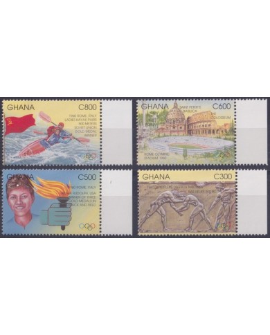 F-EX28215 GHANA MNH OLYMPIC GAMES ATHLETISM CANOES SHIP GREECE ARCHEOLOGY.