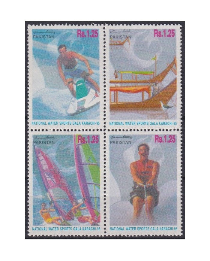 F-EX28263 PAKISTAN MNH 1995 NATIONAL WATER GAMES GALA KARACHI SURF SHIP.