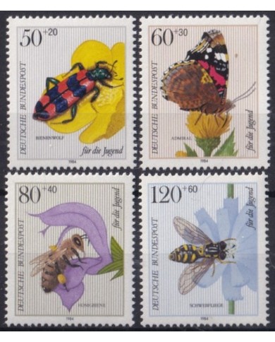 F-EX28405 GERMANY MNH 1984 INSECT BUTTERFLIES MARIPOSAS PAPILLON BEETLE.